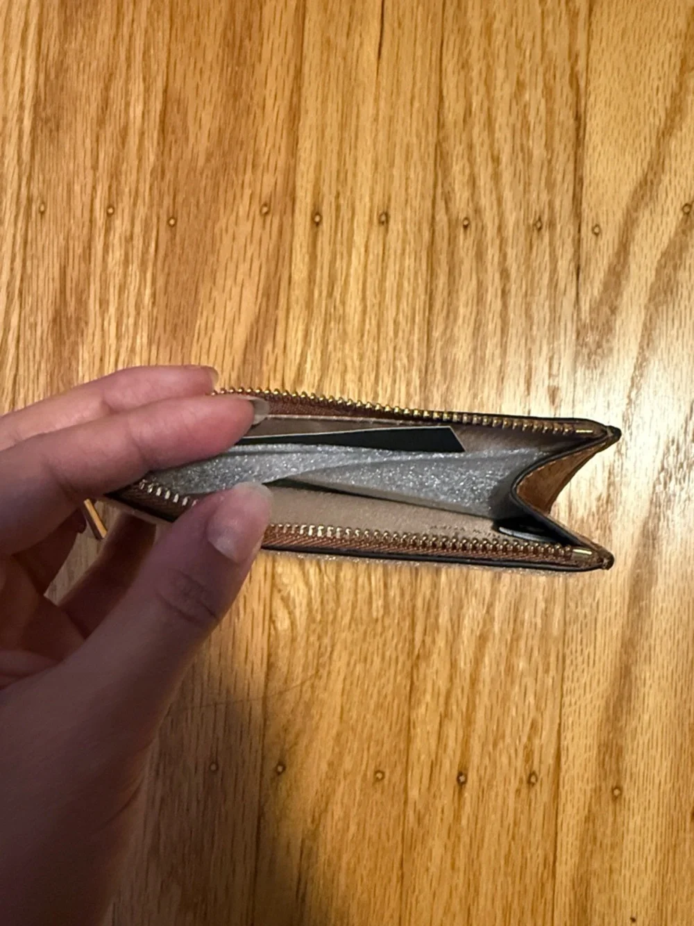 kate spade Cognac Pebbled Leather Card Case with Gold Spade - Picture 5 of 6